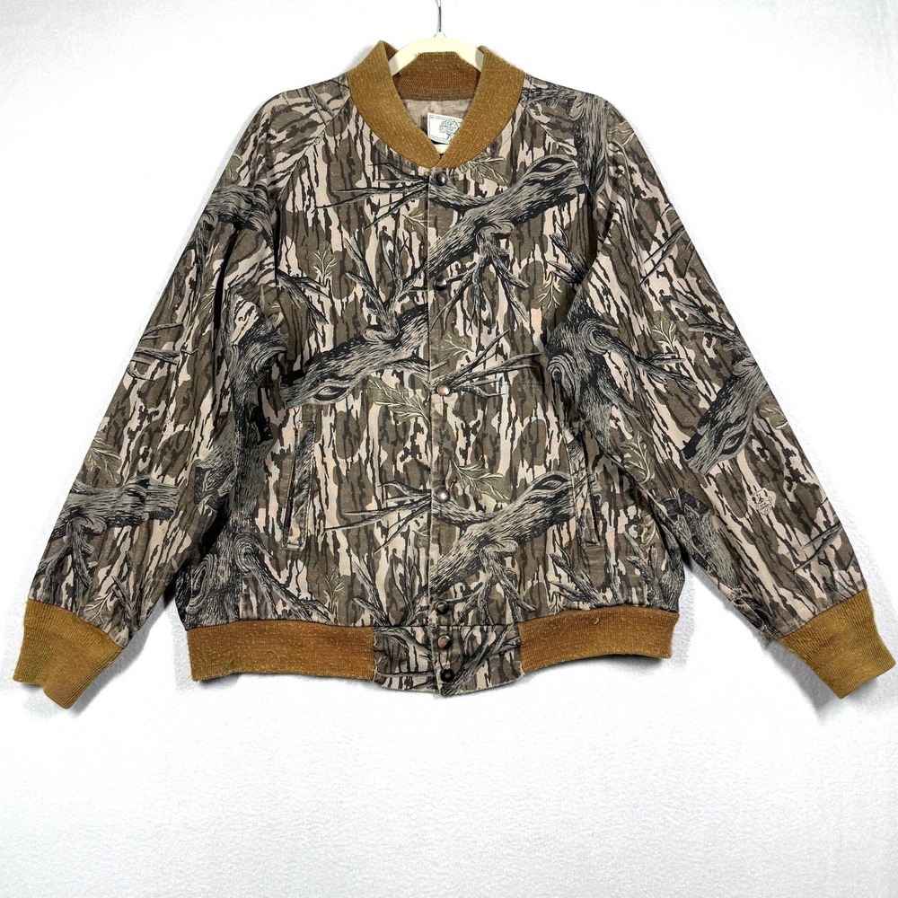 Vintage Mossy Oak Jacket Men Large Treestand Tree Stand Camo Bomber USA Made 90s